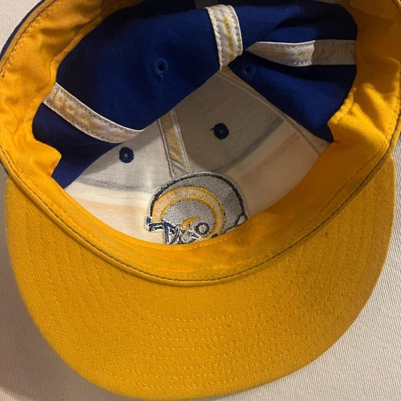 Los Angeles Rams THROWBACK TIMEOUT Royal Fitted Hat by Mitchell and Ness - Picture 4 of 6